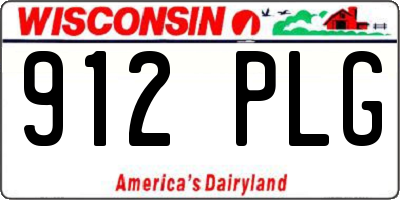 WI license plate 912PLG