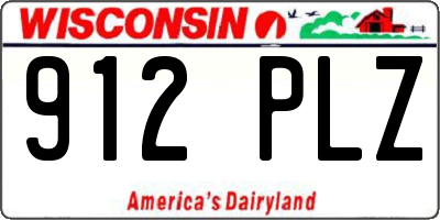 WI license plate 912PLZ