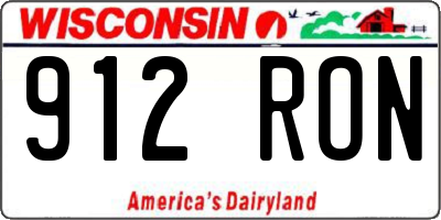WI license plate 912RON