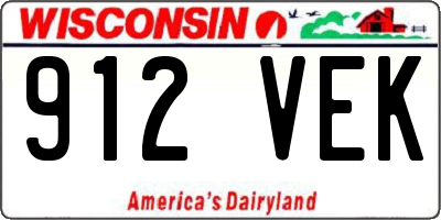 WI license plate 912VEK