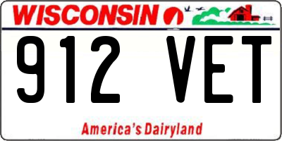 WI license plate 912VET