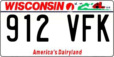 WI license plate 912VFK