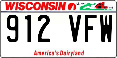 WI license plate 912VFW