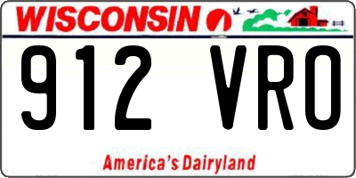 WI license plate 912VRO
