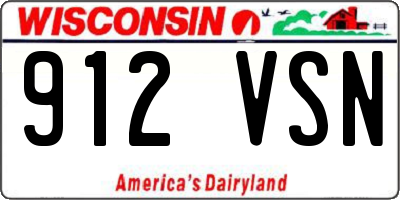 WI license plate 912VSN