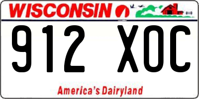 WI license plate 912XOC