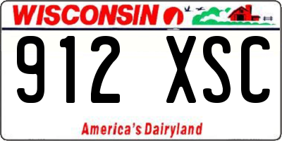 WI license plate 912XSC