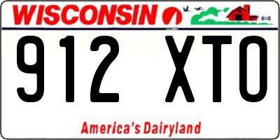 WI license plate 912XTO