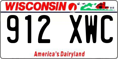 WI license plate 912XWC