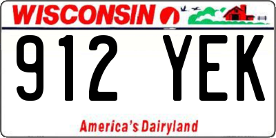 WI license plate 912YEK
