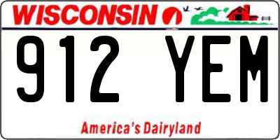 WI license plate 912YEM