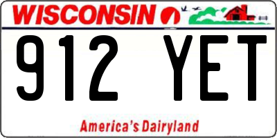 WI license plate 912YET