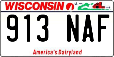 WI license plate 913NAF