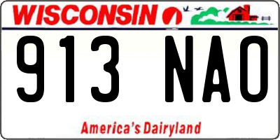 WI license plate 913NAO