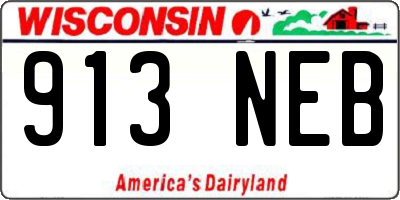 WI license plate 913NEB