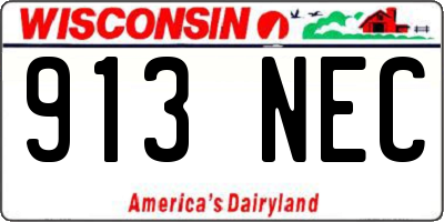 WI license plate 913NEC
