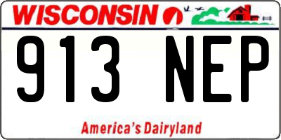 WI license plate 913NEP