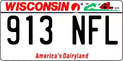 WI license plate 913NFL