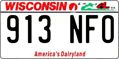 WI license plate 913NFO