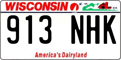 WI license plate 913NHK