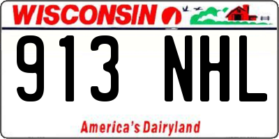 WI license plate 913NHL