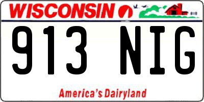 WI license plate 913NIG