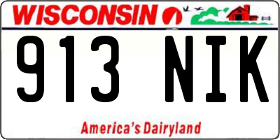 WI license plate 913NIK