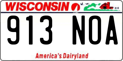 WI license plate 913NOA
