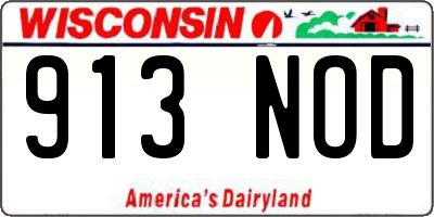 WI license plate 913NOD
