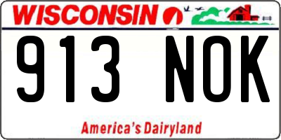WI license plate 913NOK