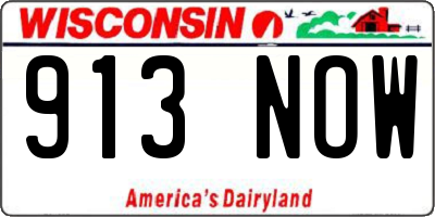 WI license plate 913NOW