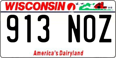 WI license plate 913NOZ