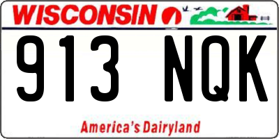 WI license plate 913NQK