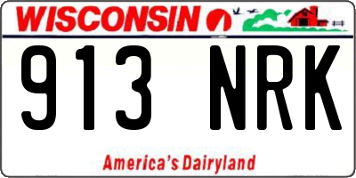 WI license plate 913NRK