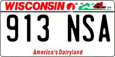 WI license plate 913NSA