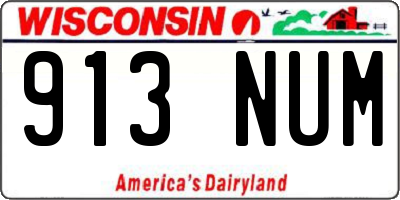 WI license plate 913NUM
