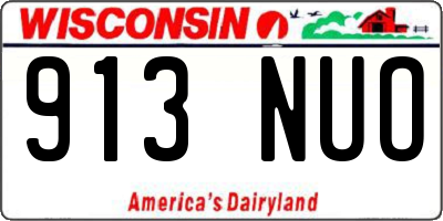 WI license plate 913NUO