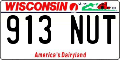 WI license plate 913NUT