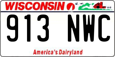 WI license plate 913NWC