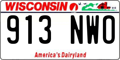 WI license plate 913NWO