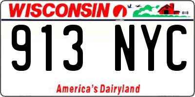 WI license plate 913NYC