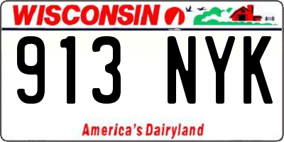 WI license plate 913NYK