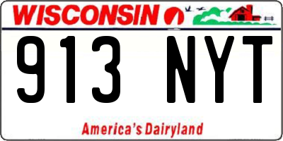 WI license plate 913NYT