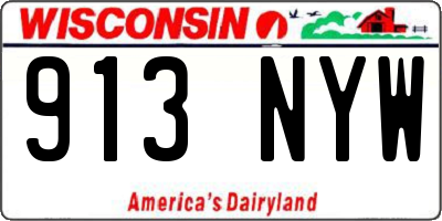 WI license plate 913NYW