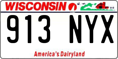 WI license plate 913NYX