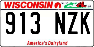 WI license plate 913NZK