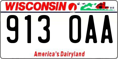 WI license plate 913OAA