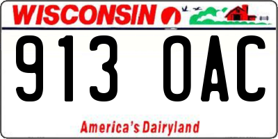 WI license plate 913OAC