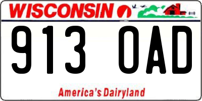 WI license plate 913OAD