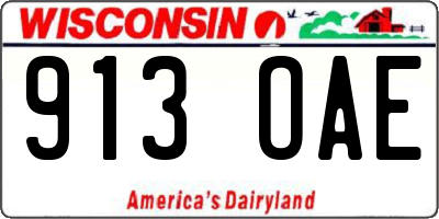 WI license plate 913OAE